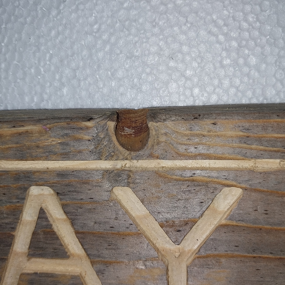 Wood Sign with engraved word  PRAY.  Was cut from reclaimed wood - Picture 2 of 5